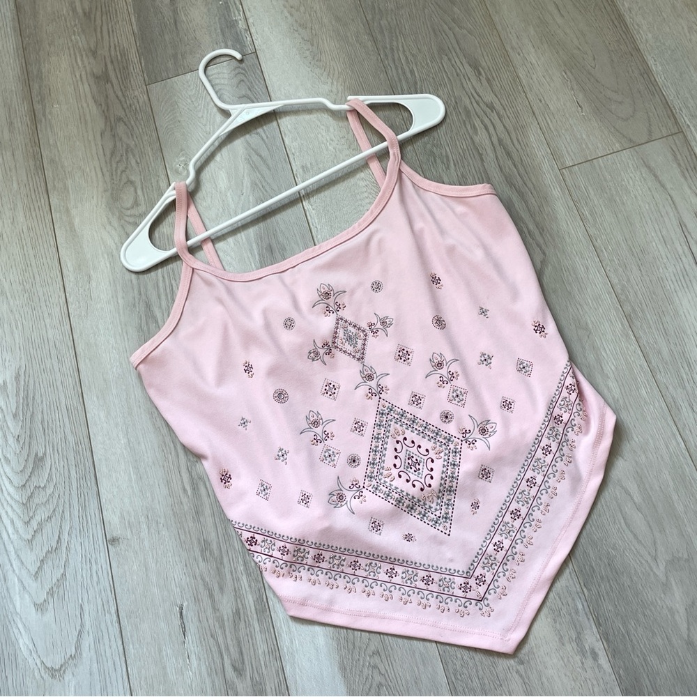 Vintage Bandana Tank Top beaded cami womens Pink (xxxlarge) wild y2k retro party